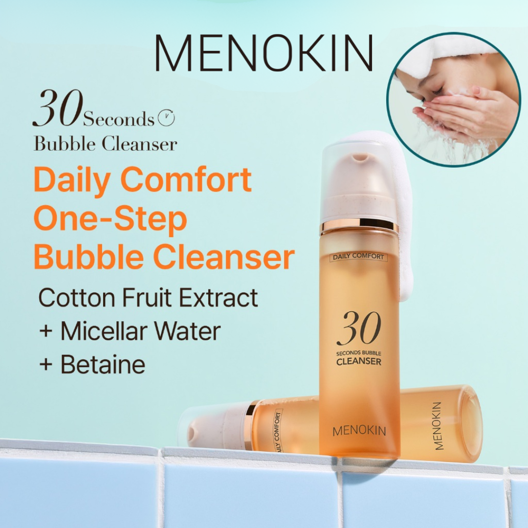 MENOKIN - 30 Sec Cotton Bubble Cleanser 150ml, Low pH Gentle Double Facial Cleanser
