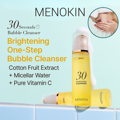 MENOKIN - 30 Sec Cotton Bubble Cleanser 150ml, Low pH Gentle Double Facial Cleanser