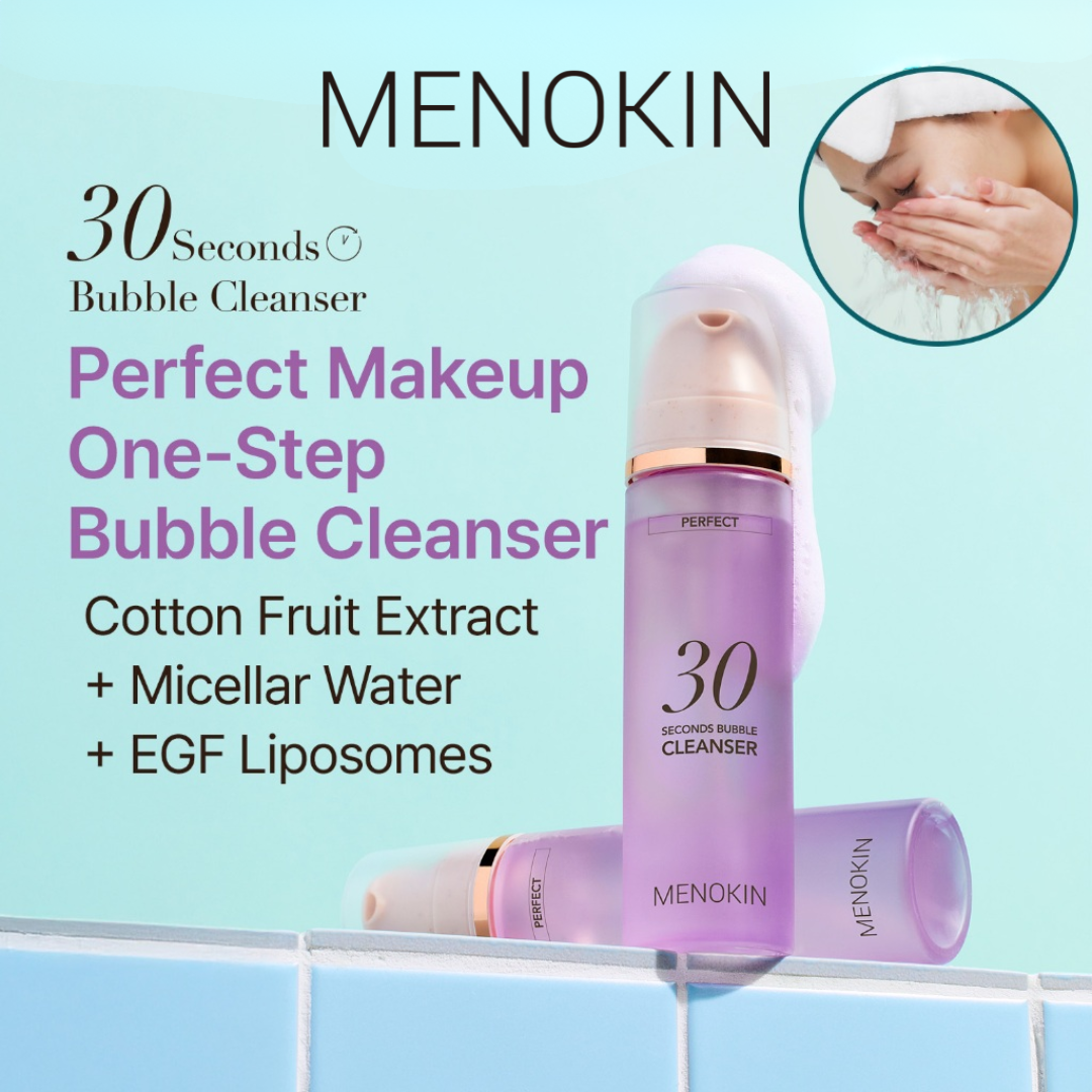 MENOKIN - 30 Sec Cotton Bubble Cleanser 150ml, Low pH Gentle Double Facial Cleanser