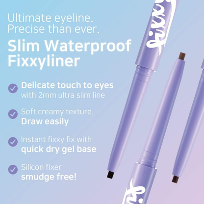 PEACH C Slim Waterproof Fixxyliner - Eyeliner 3 Colours no smudge korean beauty 2mm slim tip