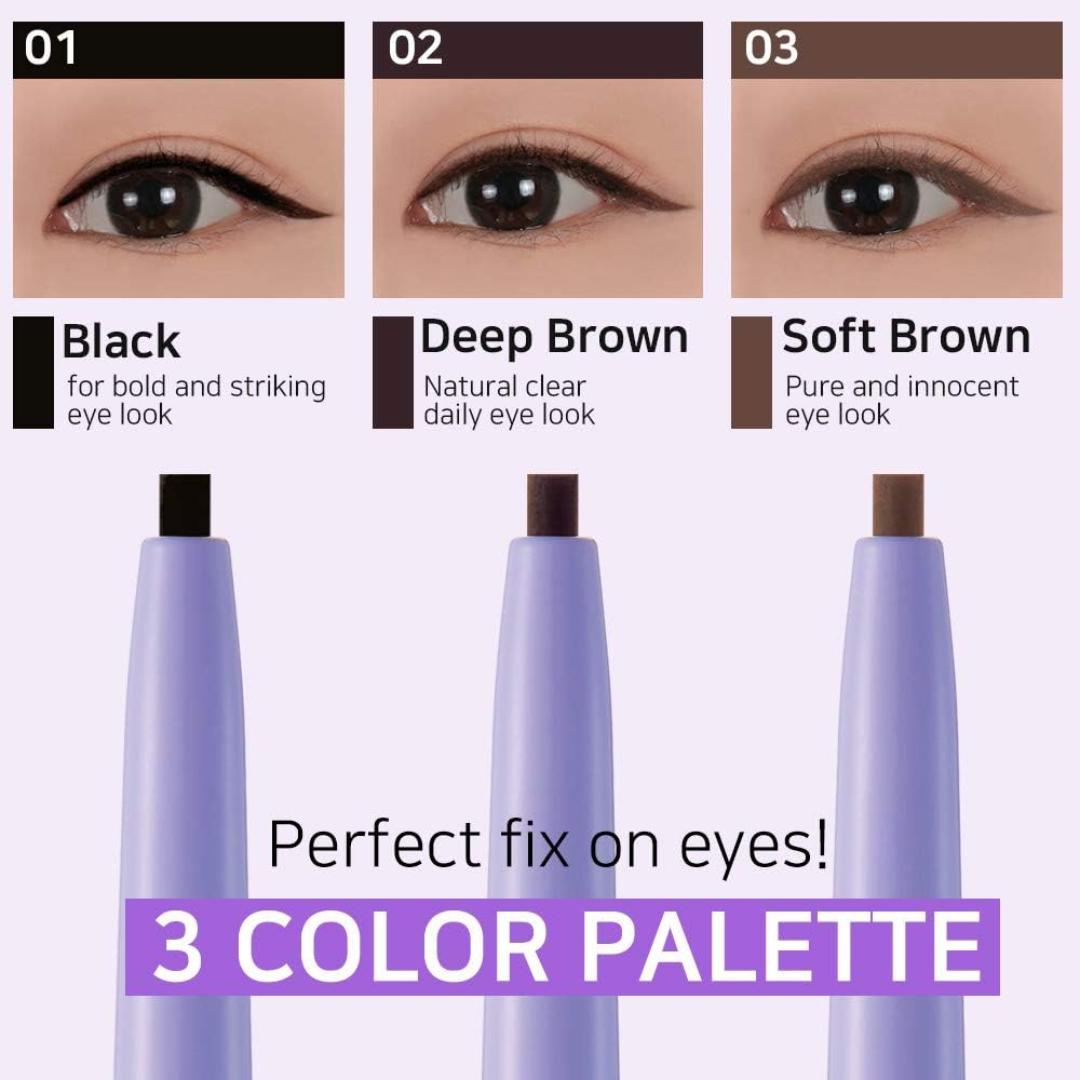 PEACH C Slim Waterproof Fixxyliner - Eyeliner 3 Colours no smudge korean beauty 2mm slim tip