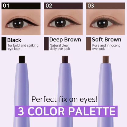 PEACH C Slim Waterproof Fixxyliner - Eyeliner 3 Colours no smudge korean beauty 2mm slim tip