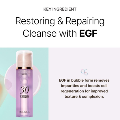 MENOKIN - 30 Sec Cotton Bubble Cleanser 150ml, Low pH Gentle Double Facial Cleanser